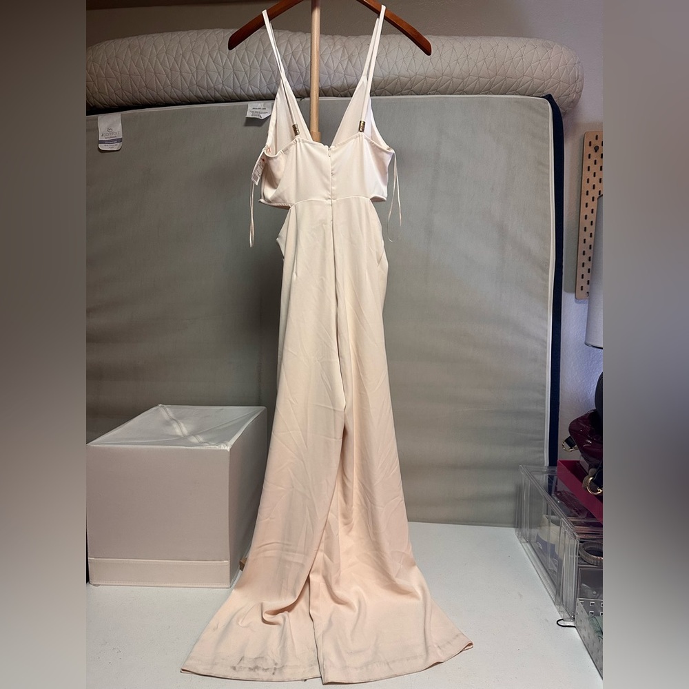 Zara Cream Halter Jumpsuit with Side Cutouts - Picture 4 of 8